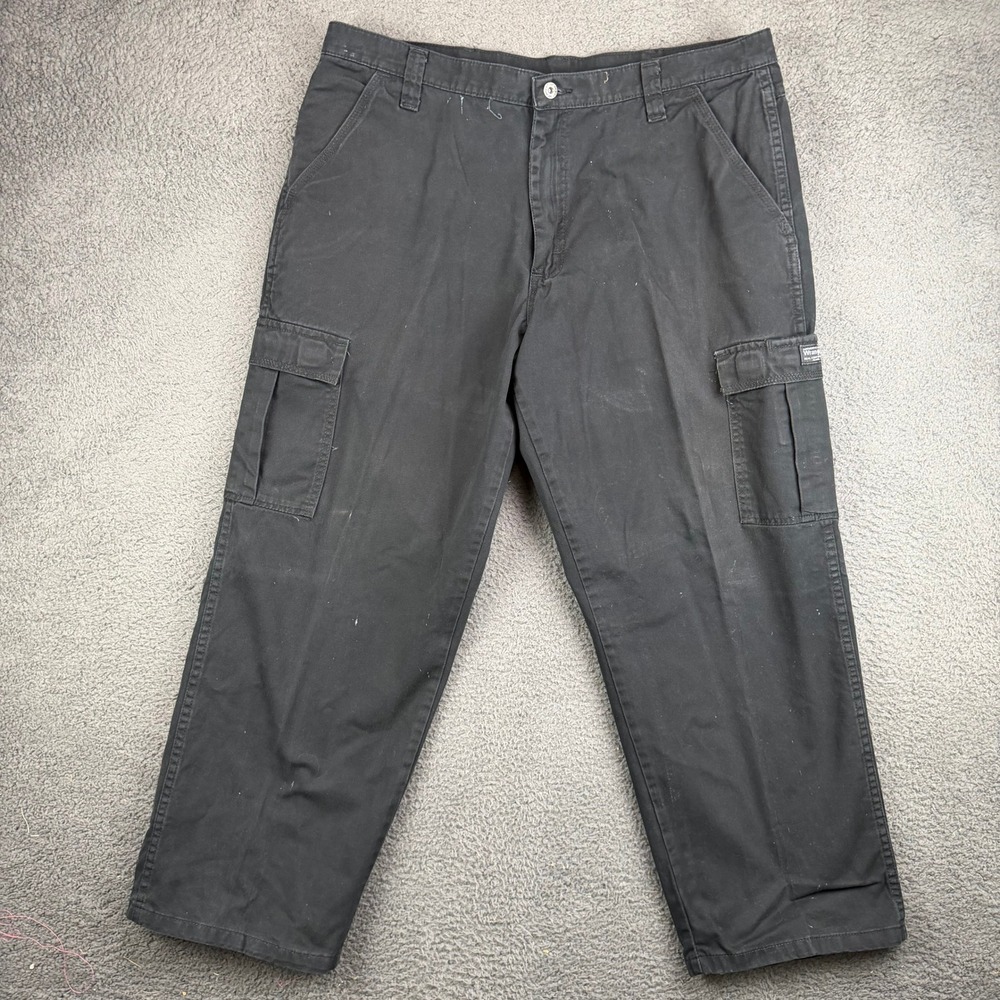 Wrangler Mens Black Cotton Cargo Pants 70LEWBL 38x29 Utility Workwear
